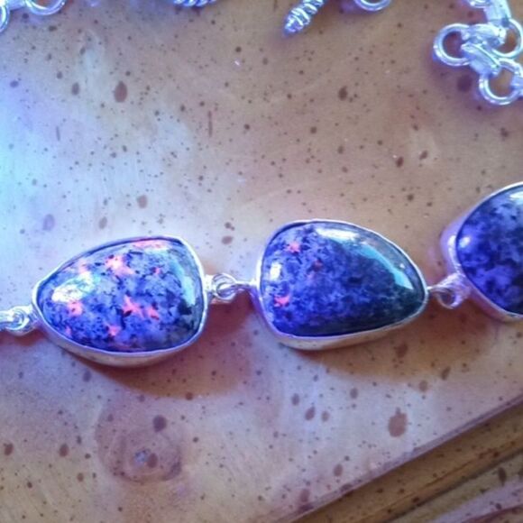 Natural Yooperlite Sterling Silver Bracelet - Picture 2 of 5